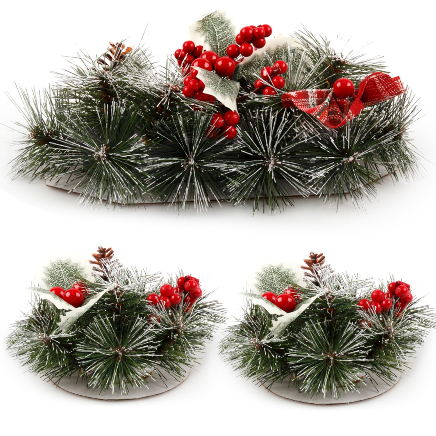 Christmas Floral Table Arrangements Red Berries Pine Cones Flowers Decorations, Large V474-629957