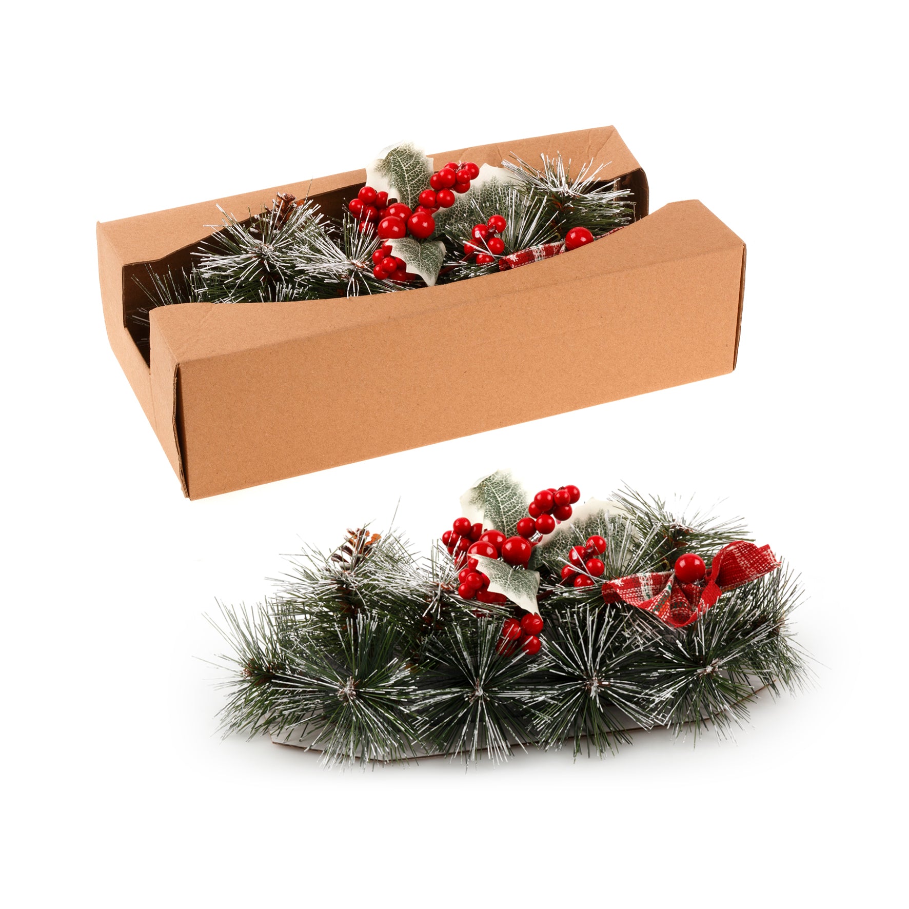 Christmas Floral Table Arrangements Red Berries Pine Cones Flowers Decorations, Large V474-629957