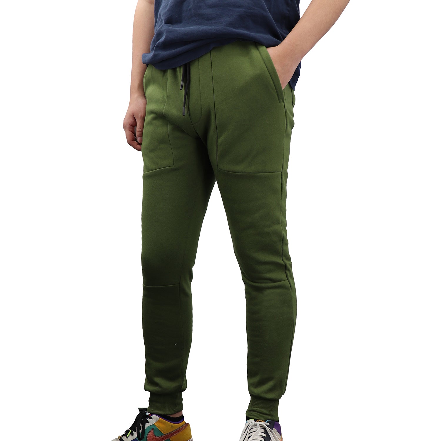 Men's Fleece Slim Trackpant Sport Joggers w Zipped Pockets Gym Casucal Trousers, Black, XL V474-632985