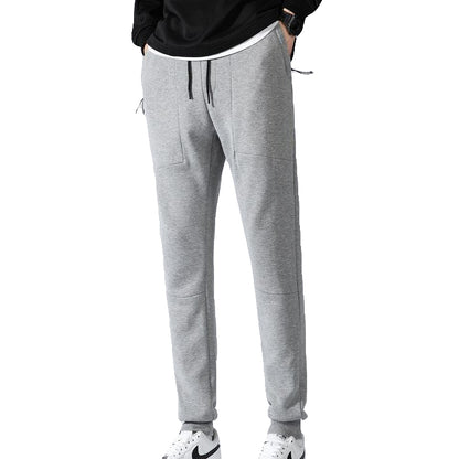 Men's Fleece Slim Trackpant Sport Joggers w Zipped Pockets Gym Casucal Trousers, Black, XL V474-632985