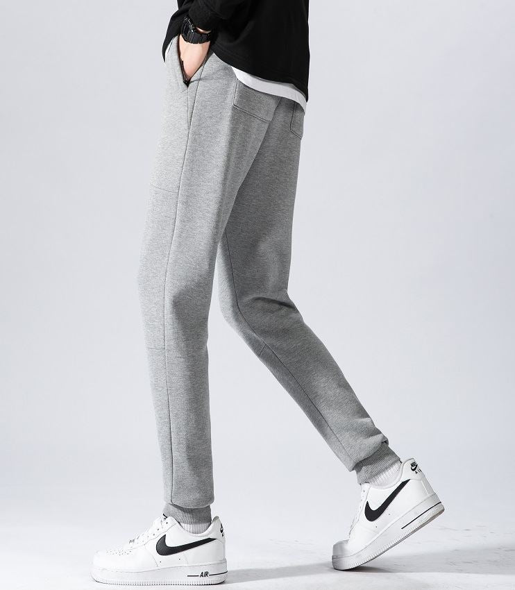 Men's Fleece Slim Trackpant Sport Joggers w Zipped Pockets Gym Casucal Trousers, Light Grey, M V474-632997
