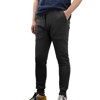 Men's Fleece Slim Trackpant Sport Joggers w Zipped Pockets Gym Casucal Trousers, Olive, M V474-633004