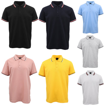 Men's Unisex Polo Shirts Basic Plain Breathable Tops Cotton Cascual Sport Shorts, Light Grey, XL V474-633301
