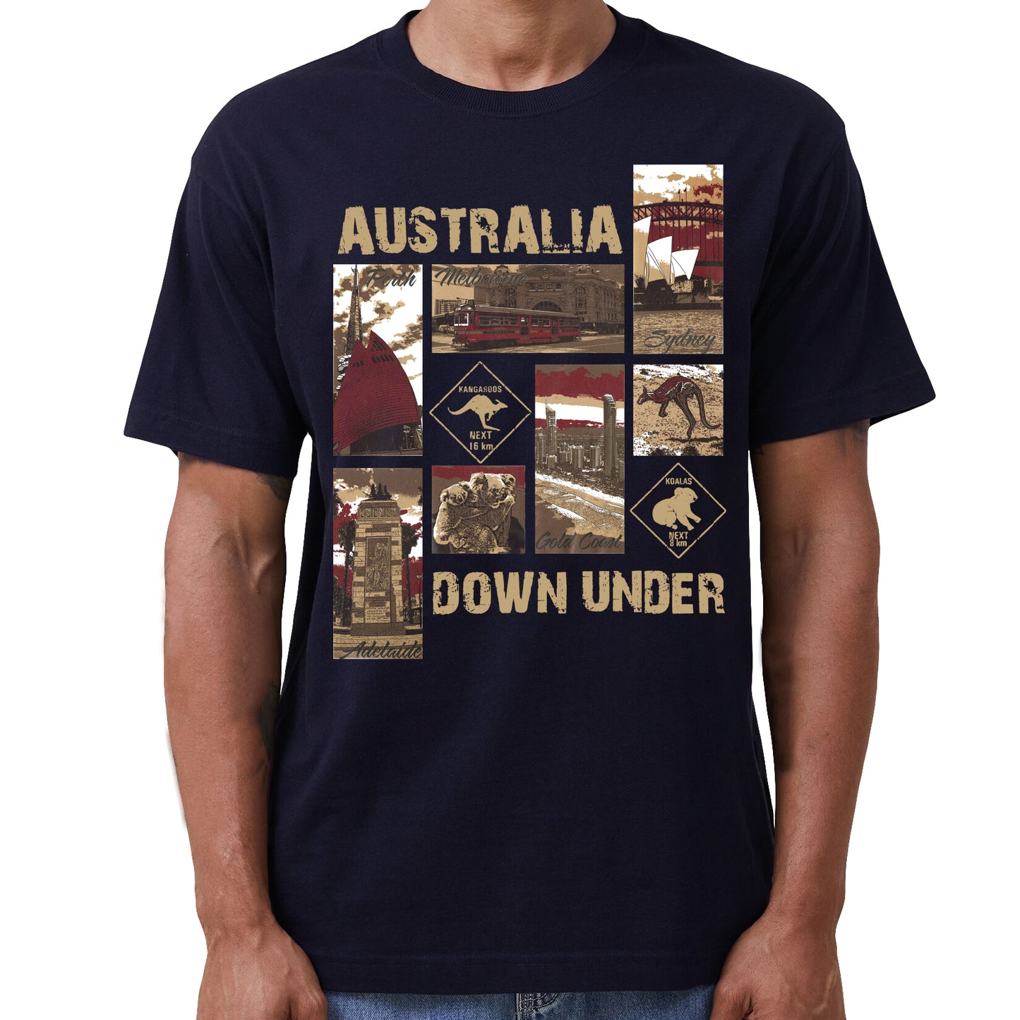 100% Cotton Australia Down Under Souvenir T-Shirt Unisex Adult Iconic Tee Top, Black, M V474-635230
