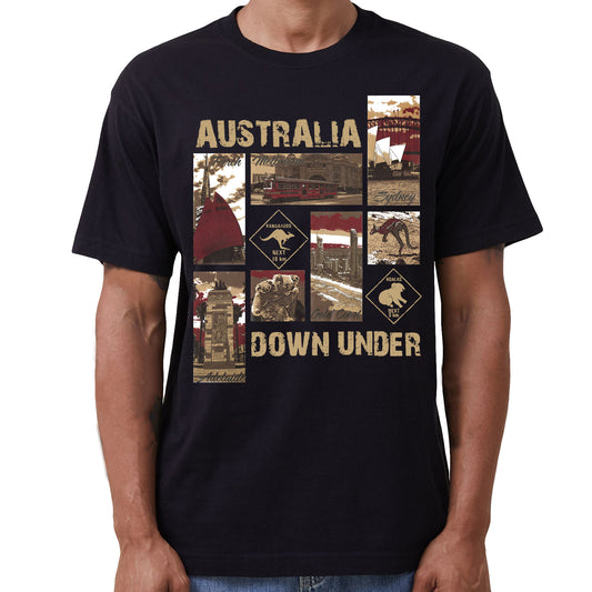 100% Cotton Australia Down Under Souvenir T-Shirt Unisex Adult Iconic Tee Top, Black, XL V474-635232