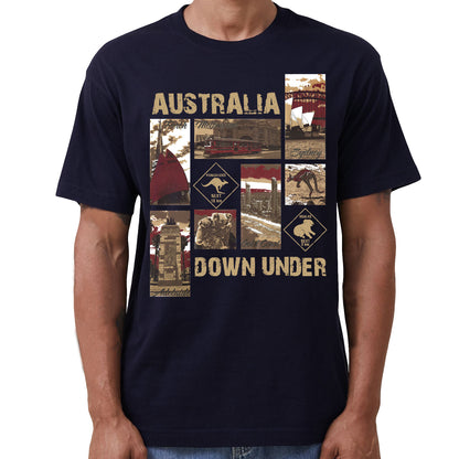 100% Cotton Australia Down Under Souvenir T-Shirt Unisex Adult Iconic Tee Top, Navy, S V474-635235