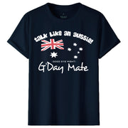 100% Cotton Australian Day Flag T-Shirt Aussie G'Day Mate Navy Souvenir Tee Top, Navy, M V474-635266