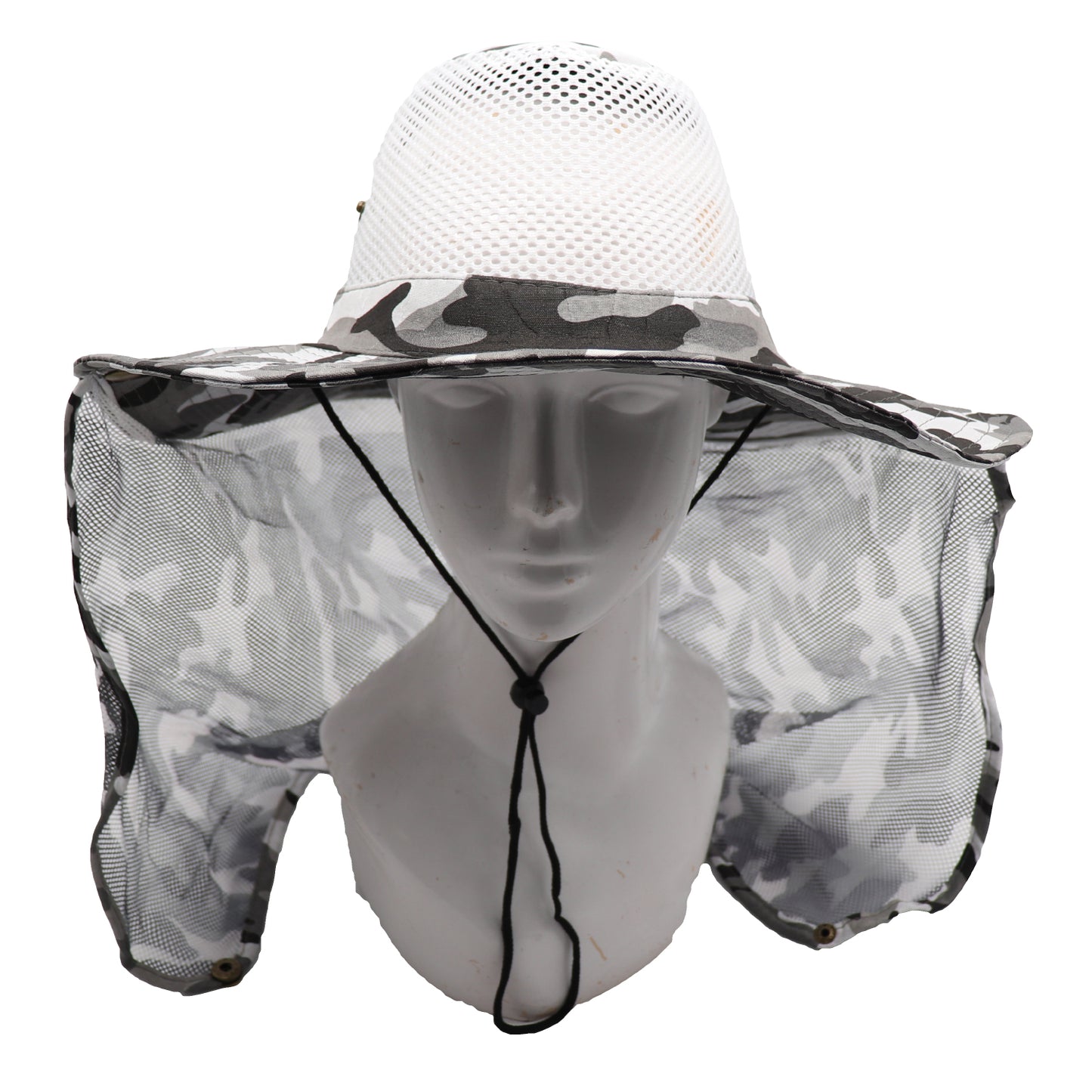 Bucket Flap Boonie Slouch Hat Wide Brim Mesh Crown Neck UV Protect Breathable, Arctic Camo V474-654787