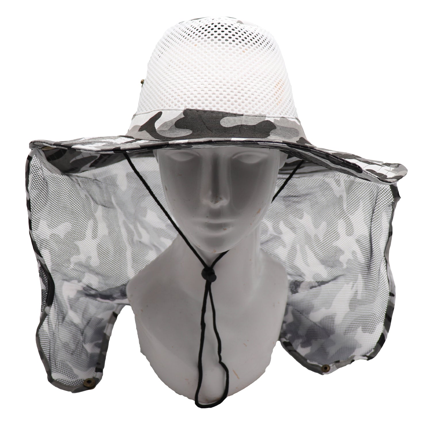 Bucket Flap Boonie Slouch Hat Wide Brim Mesh Crown Neck UV Protect Breathable, Arctic Camo V474-654787
