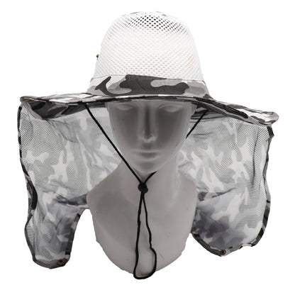 Bucket Flap Boonie Slouch Hat Wide Brim Mesh Crown Neck UV Protect Breathable, Arctic Camo V474-654787