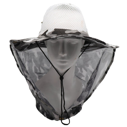 Bucket Flap Boonie Slouch Hat Wide Brim Mesh Crown Neck UV Protect Breathable, Arctic Camo V474-654787