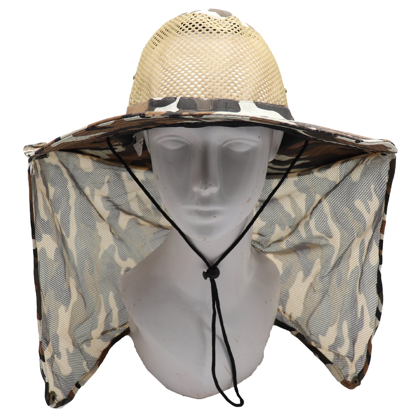 Bucket Flap Boonie Slouch Hat Wide Brim Mesh Crown Neck UV Protect Breathable, Desert Camo V474-654788