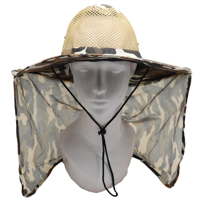 Bucket Flap Boonie Slouch Hat Wide Brim Mesh Crown Neck UV Protect Breathable, Desert Camo V474-654788