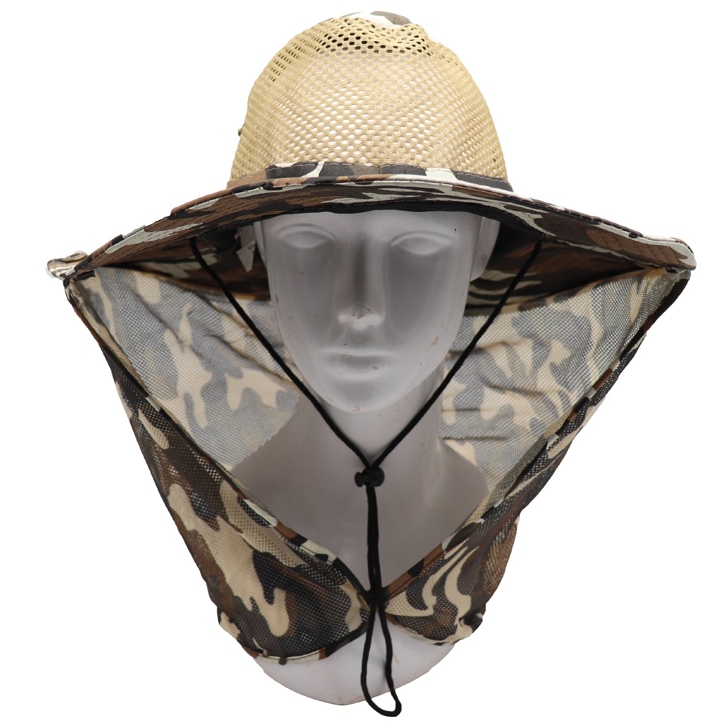 Bucket Flap Boonie Slouch Hat Wide Brim Mesh Crown Neck UV Protect Breathable, Desert Camo V474-654788