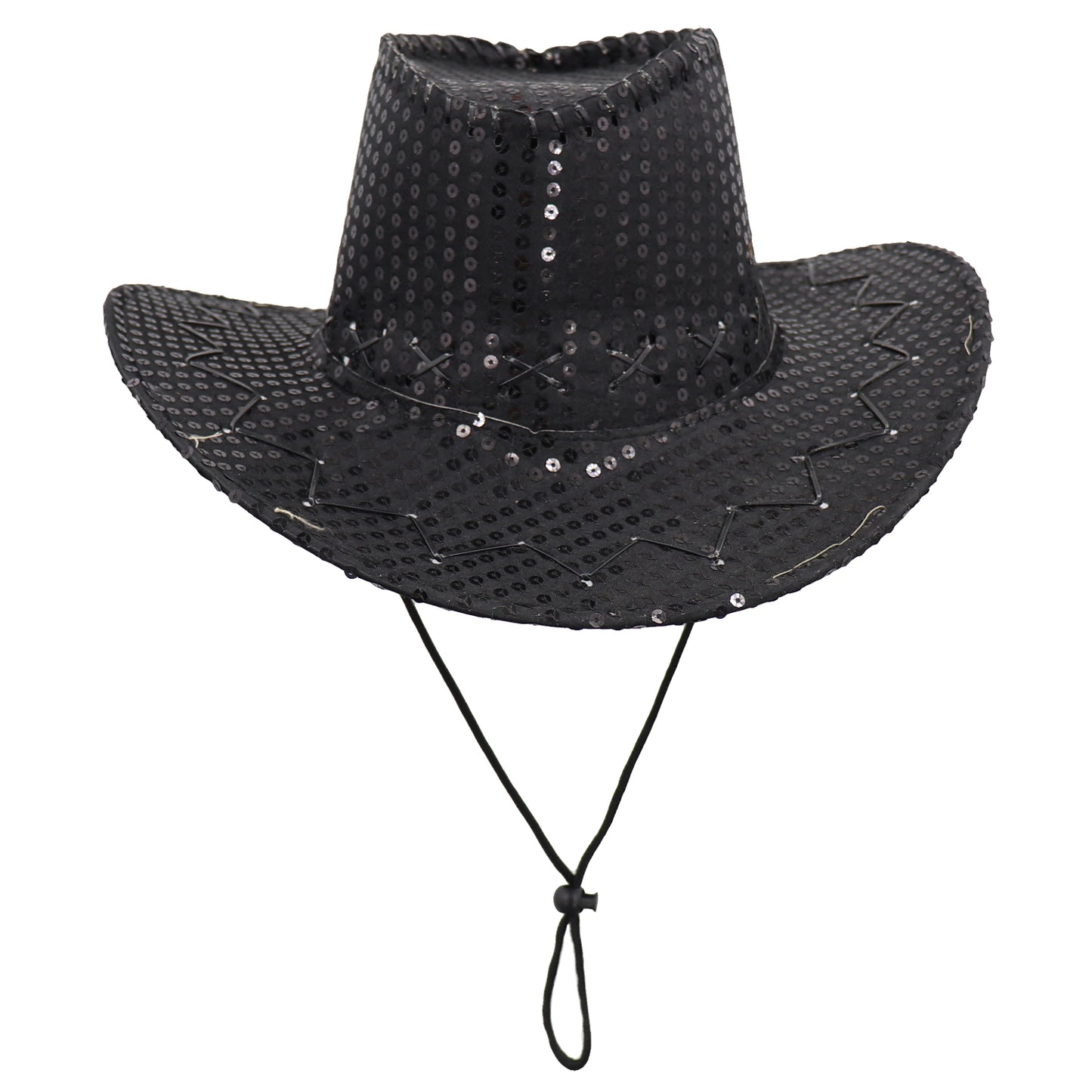 Sequin Cowboy Hat Glitter Cap Western Trilby Shiny Cowgirl Dress Up Party Wear, Black V474-654822