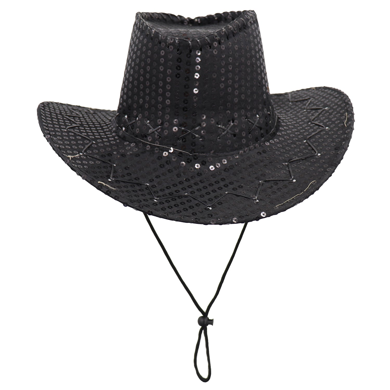 Sequin Cowboy Hat Glitter Cap Western Trilby Shiny Cowgirl Dress Up Party Wear, Black V474-654822