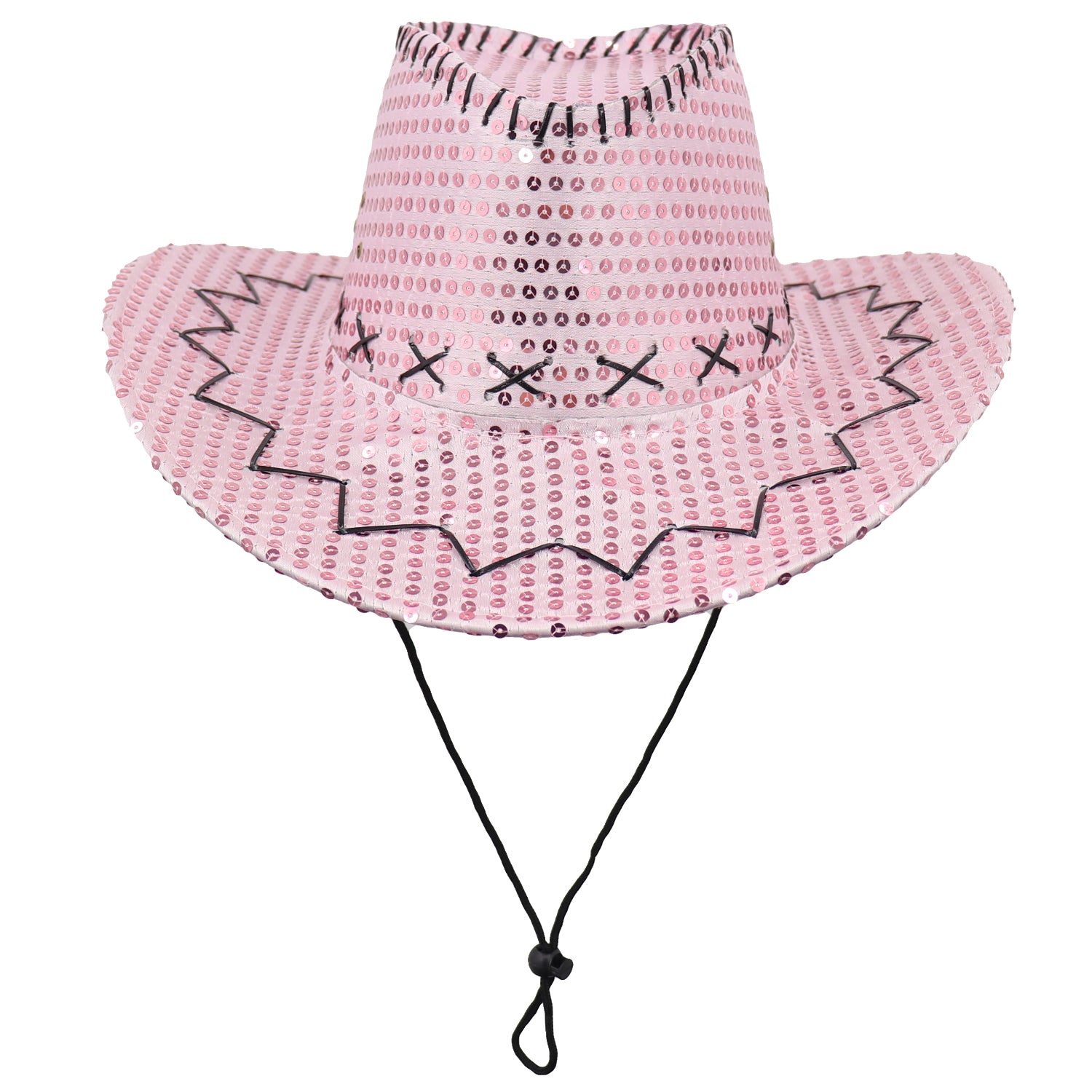 Sequin Cowboy Hat Glitter Cap Western Trilby Shiny Cowgirl Dress Up Party Wear, Light Pink V474-654826