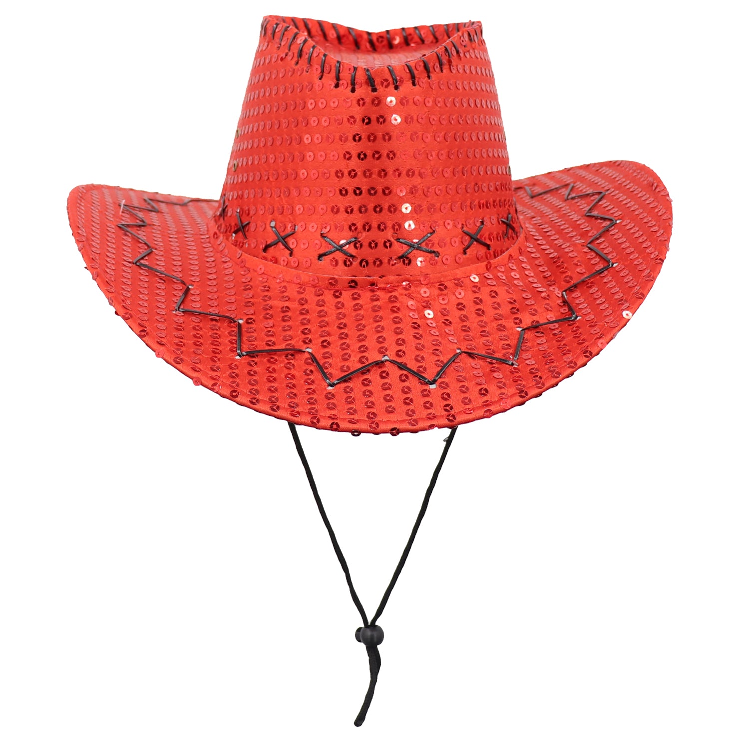 Sequin Cowboy Hat Glitter Cap Western Trilby Shiny Cowgirl Dress Up Party Wear, Red V474-654828