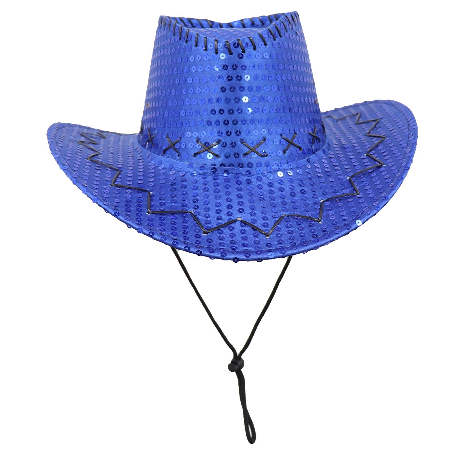 Sequin Cowboy Hat Glitter Cap Western Trilby Shiny Cowgirl Dress Up Party Wear, Royal Blue V474-654829