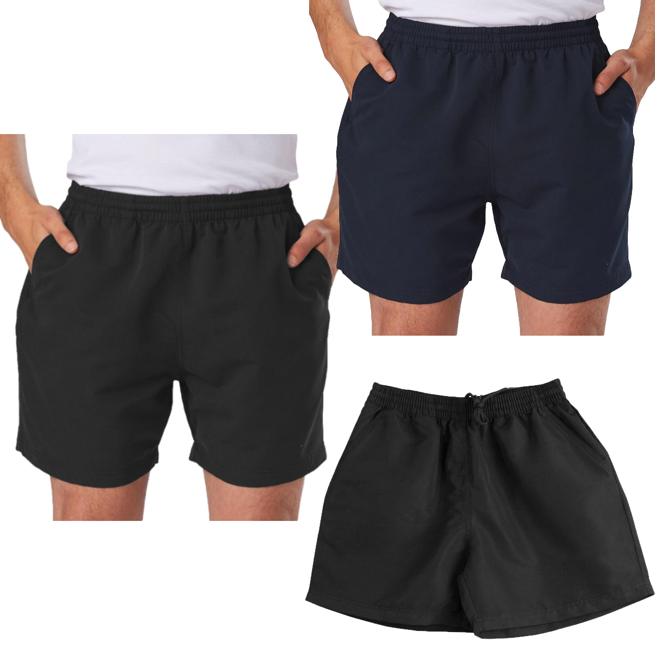 Men's Breathable Mesh-Lined Swim Shorts Quick Dry Gym Sport Running Track Pants, Navy, M V474-655631