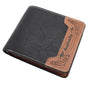 Mens Wallet Australian Kangaroo Leather Bifold Souvenir Gift Coin Card Holder, Black & Tan Boomerang V474-662763
