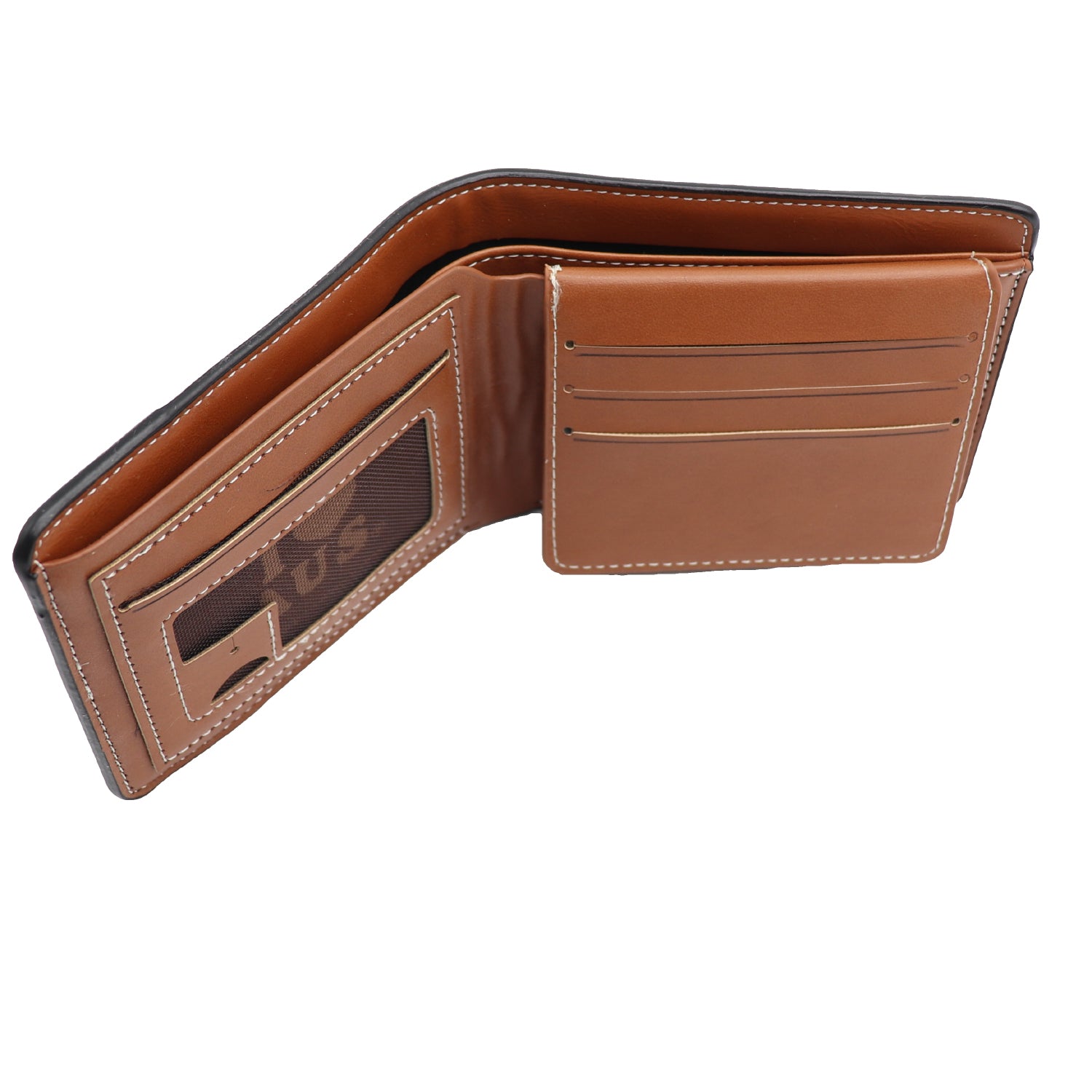 Mens Wallet Australian Kangaroo Leather Bifold Souvenir Gift Coin Card Holder, Black & Tan Boomerang V474-662763