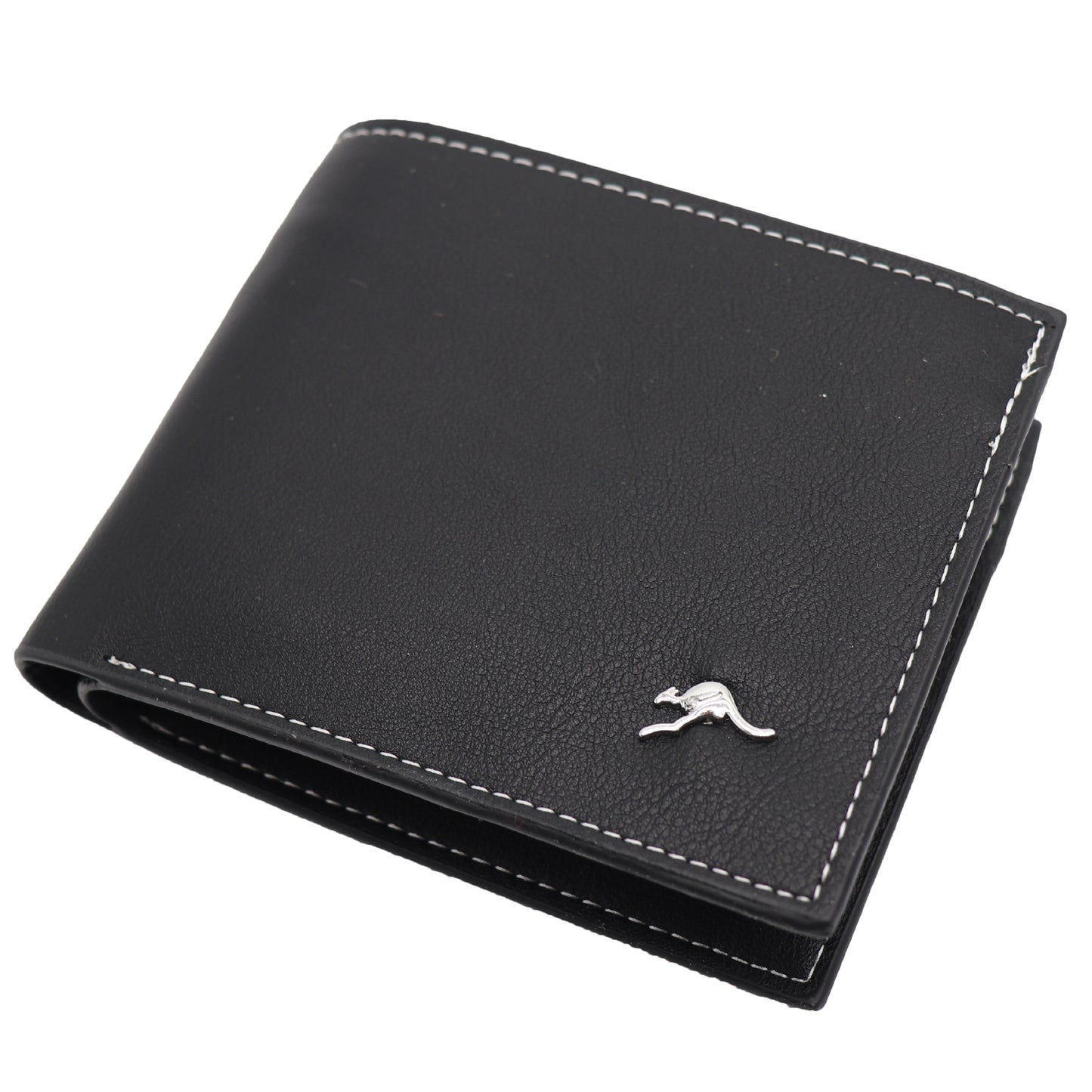 Mens Wallet Australian Kangaroo Leather Bifold Souvenir Gift Coin Card Holder, Black Kangaroo V474-662764