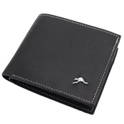 Mens Wallet Australian Kangaroo Leather Bifold Souvenir Gift Coin Card Holder, Black Kangaroo V474-662764