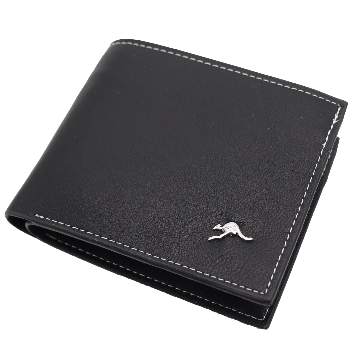 Mens Wallet Australian Kangaroo Leather Bifold Souvenir Gift Coin Card Holder, Black Kangaroo V474-662764