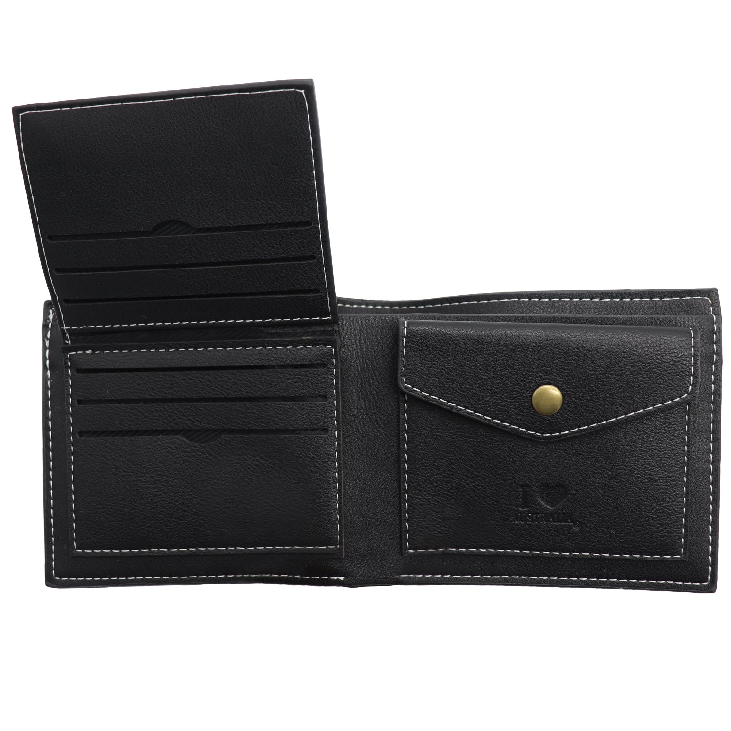 Mens Wallet Australian Kangaroo Leather Bifold Souvenir Gift Coin Card Holder, Black Kangaroo V474-662764