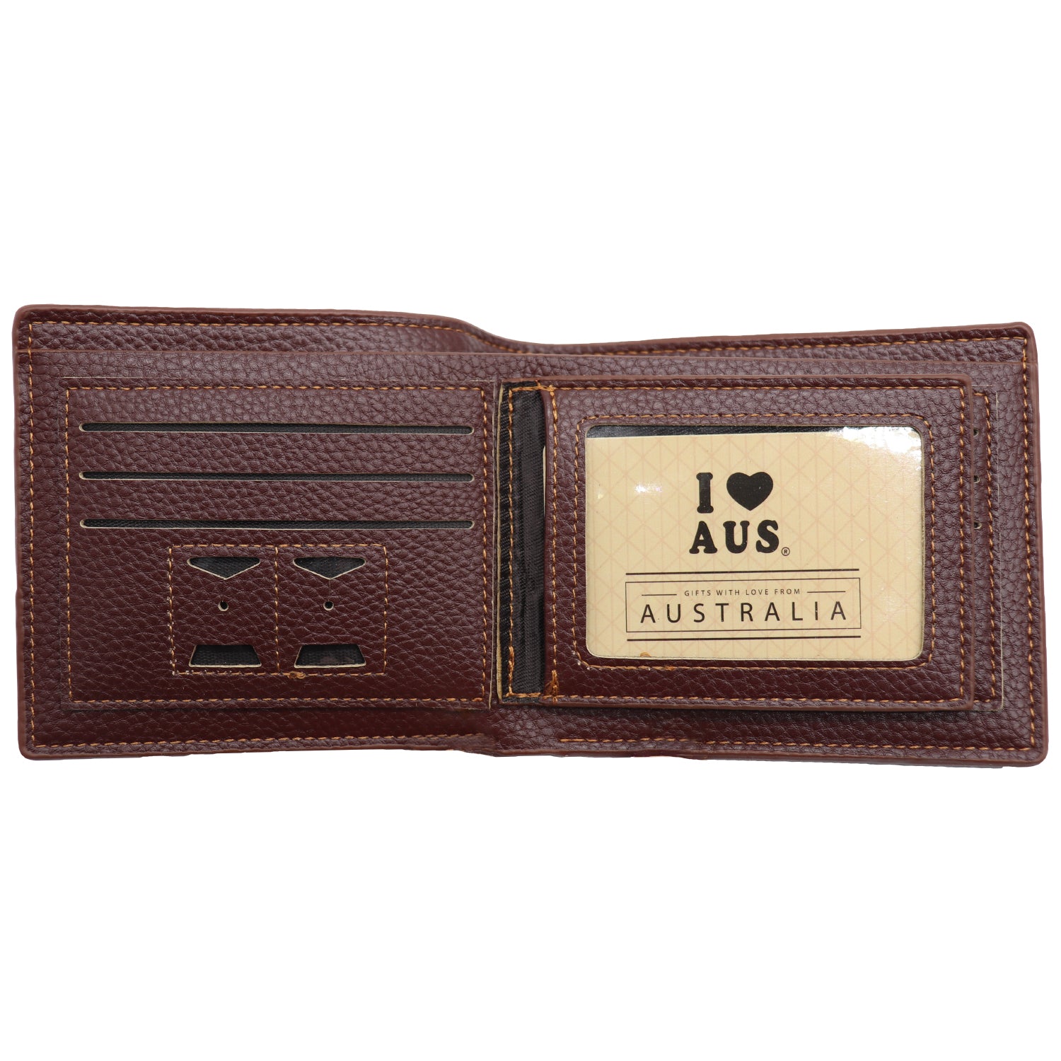 Mens Wallet Australian Kangaroo Leather Bifold Souvenir Gift Coin Card Holder, Brown Textured V474-662765