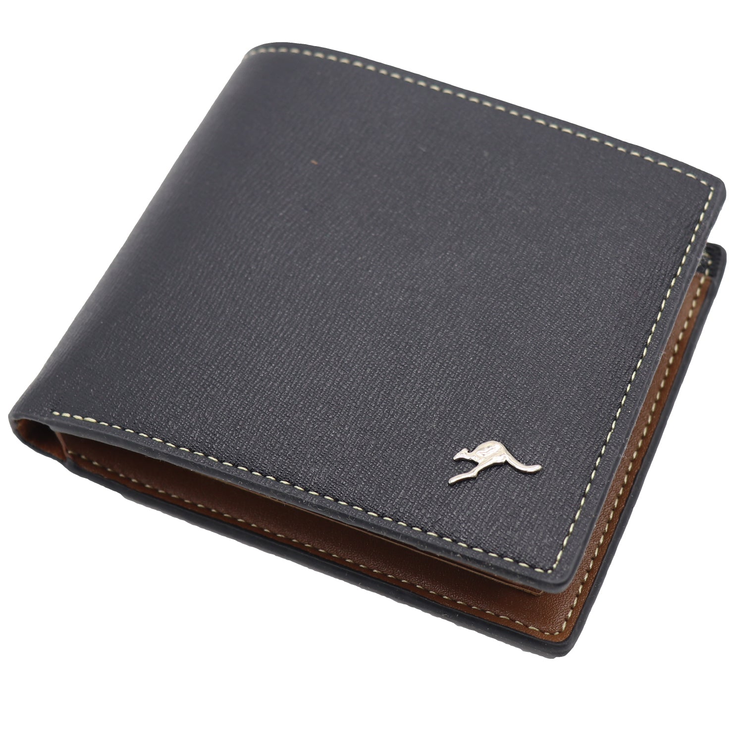 Mens Wallet Australian Kangaroo Leather Bifold Souvenir Gift Coin Card Holder, Dark Blue Kangaroo V474-662766