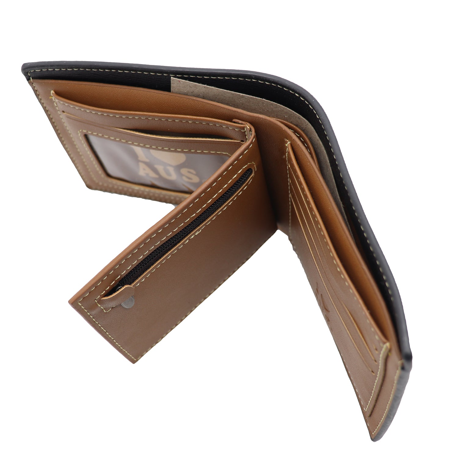 Mens Wallet Australian Kangaroo Leather Bifold Souvenir Gift Coin Card Holder, Dark Blue Kangaroo V474-662766