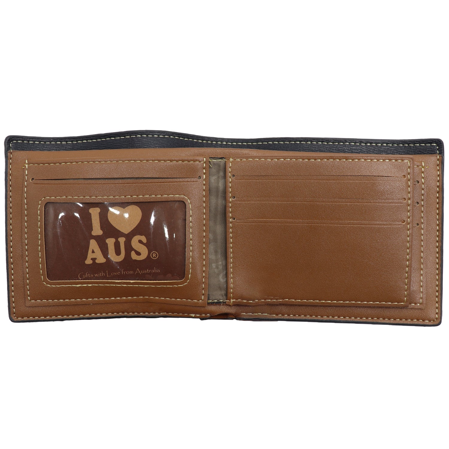 Mens Wallet Australian Kangaroo Leather Bifold Souvenir Gift Coin Card Holder, Dark Blue Kangaroo V474-662766