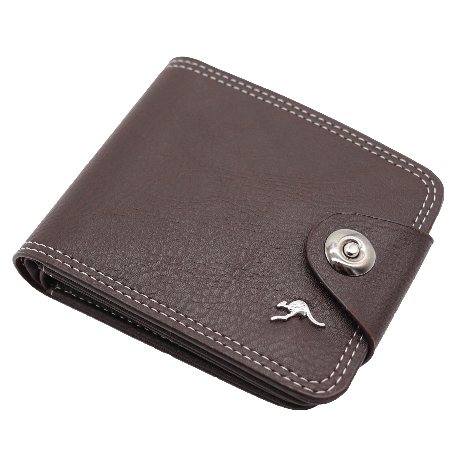 Mens Wallet Australian Kangaroo Leather Bifold Souvenir Gift Coin Card Holder, Dark Brown Snap V474-662767