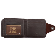 Mens Wallet Australian Kangaroo Leather Bifold Souvenir Gift Coin Card Holder, Dark Brown Snap V474-662767