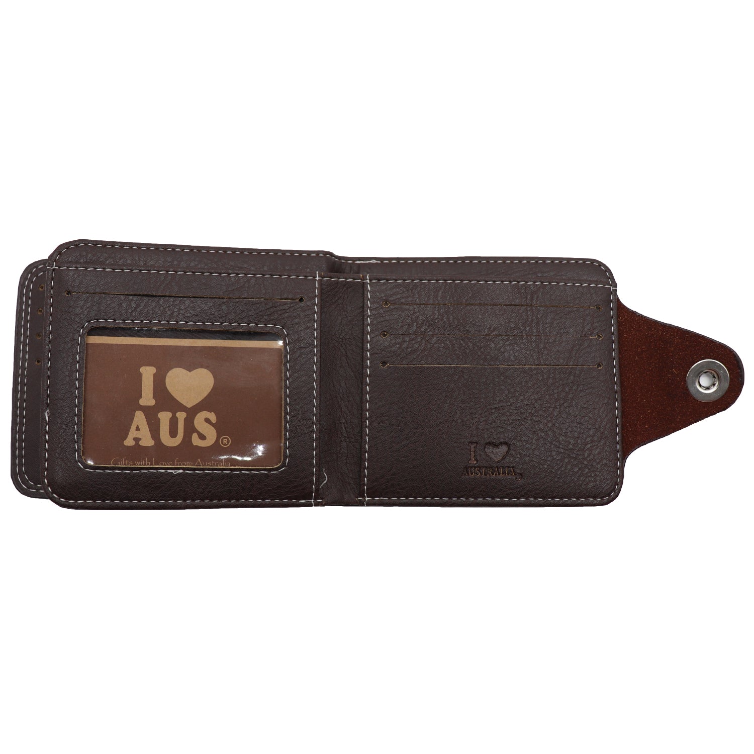 Mens Wallet Australian Kangaroo Leather Bifold Souvenir Gift Coin Card Holder, Dark Brown Snap V474-662767