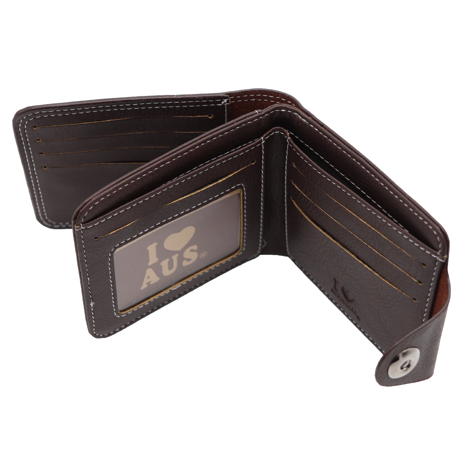 Mens Wallet Australian Kangaroo Leather Bifold Souvenir Gift Coin Card Holder, Dark Brown Snap V474-662767