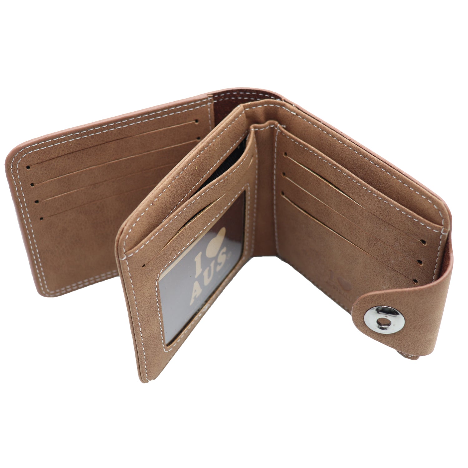 Mens Wallet Australian Kangaroo Leather Bifold Souvenir Gift Coin Card Holder, Light Brown Snap V474-662768