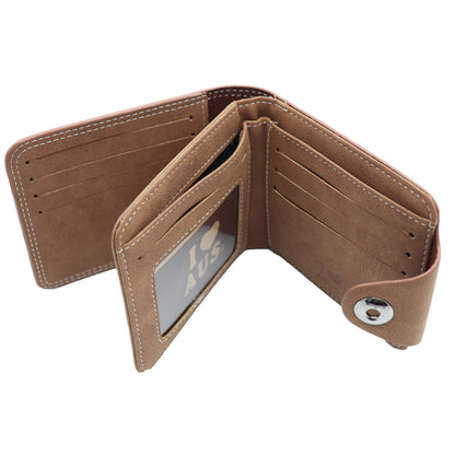 Mens Wallet Australian Kangaroo Leather Bifold Souvenir Gift Coin Card Holder, Light Brown Snap V474-662768