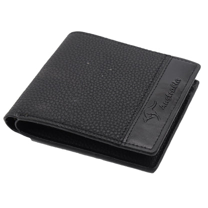 Mens Wallet Australian Kangaroo Leather Bifold Souvenir Gift Coin Card Holder, Midnight Black Textured V474-662769