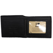 Mens Wallet Australian Kangaroo Leather Bifold Souvenir Gift Coin Card Holder, Midnight Black Textured V474-662769