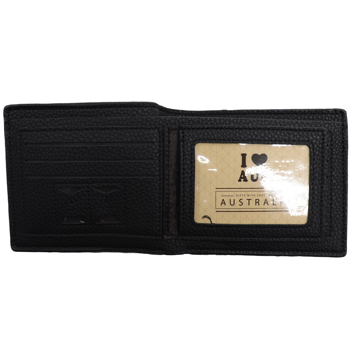 Mens Wallet Australian Kangaroo Leather Bifold Souvenir Gift Coin Card Holder, Midnight Black Textured V474-662769