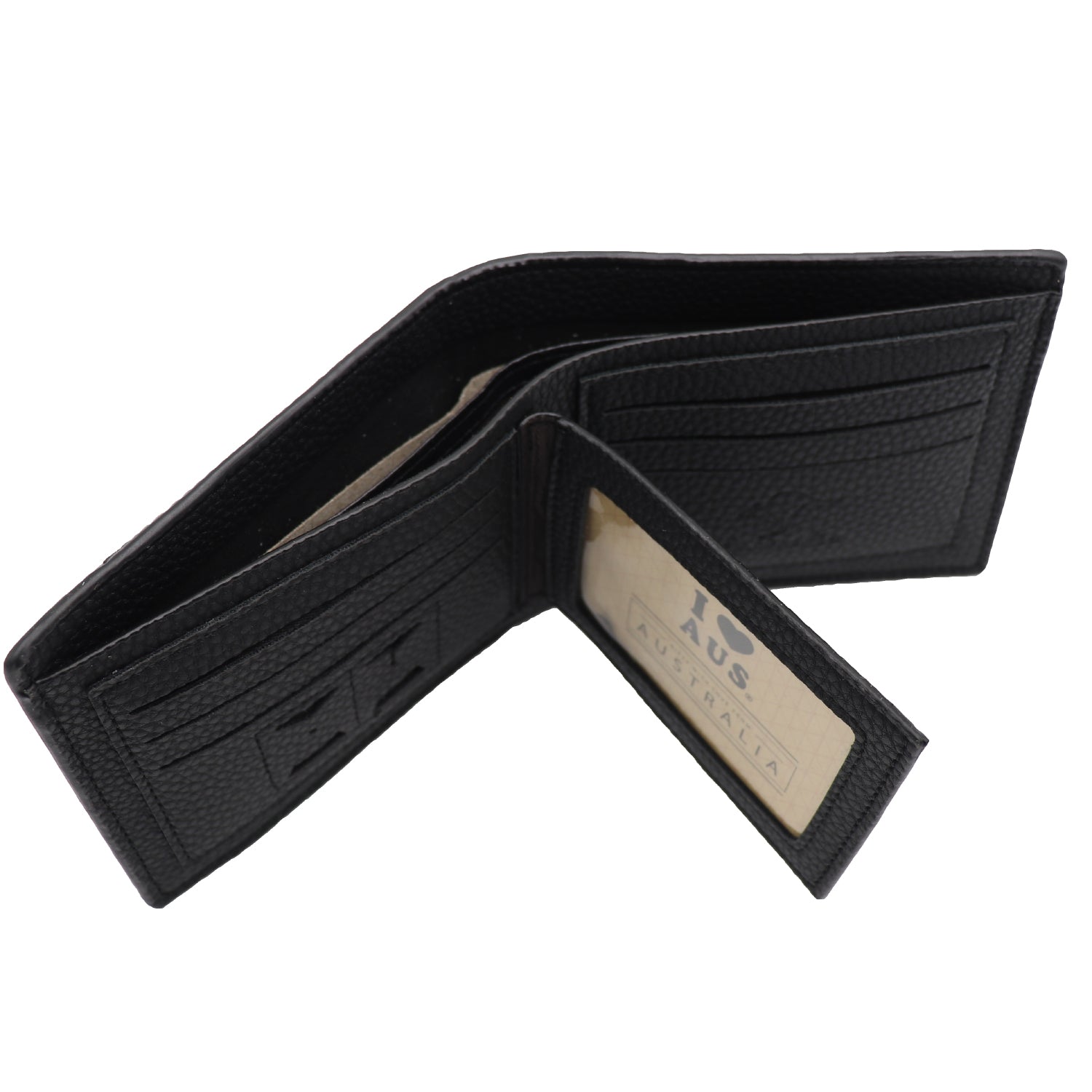 Mens Wallet Australian Kangaroo Leather Bifold Souvenir Gift Coin Card Holder, Midnight Black Textured V474-662769