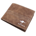 Mens Wallet Australian Kangaroo Leather Bifold Souvenir Gift Coin Card Holder, Rustic Brown Plain V474-662770