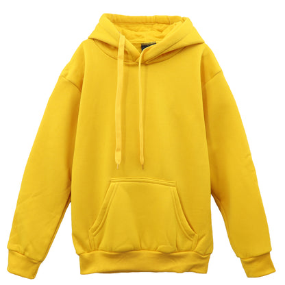 Kids Unisex Basic Pullover Hoodie Jumper School Uniform Plain Casual Sweat Shirt, Yellow, 10 V474-665643