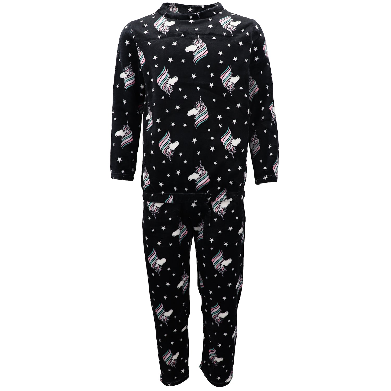 Women's 2PCS Pyjama Set Soft Plush Lounge Sleep Pajama Fleece Winter Sleepwear, Unicorn Stars, S/M V474-665689