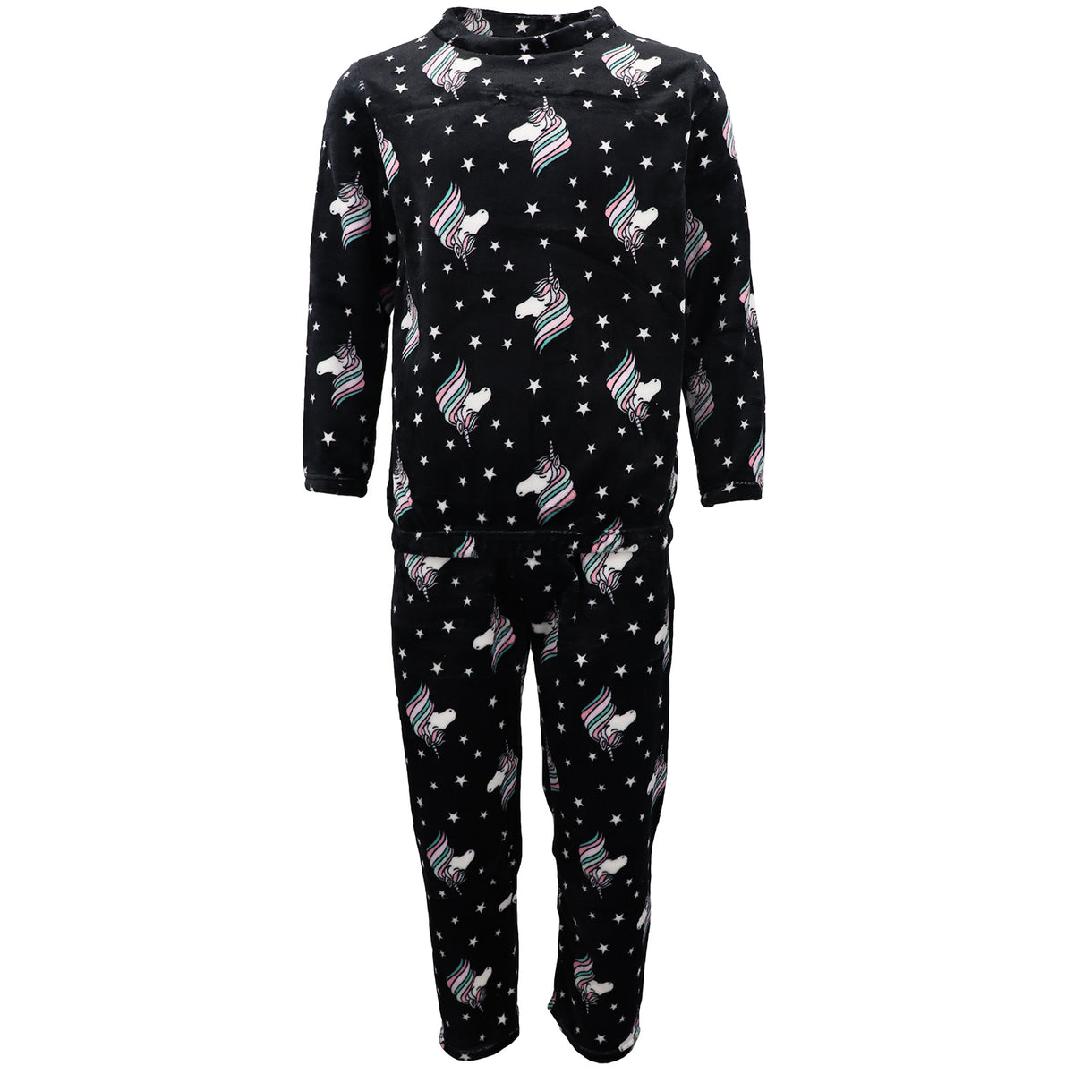 Women's 2PCS Pyjama Set Soft Plush Lounge Sleep Pajama Fleece Winter Sleepwear, Unicorn Stars, S/M V474-665689
