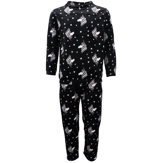 Women's 2PCS Pyjama Set Soft Plush Lounge Sleep Pajama Fleece Winter Sleepwear, Unicorn Stars, S/M V474-665689