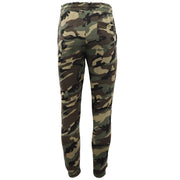 Men's Fleece Track Pants Military Camouflage Tactical Gym Trousers w Cuffed Hem, Green Camo, S V474-665772
